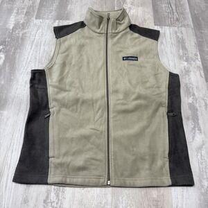 Columbia Men's M Tan Sweater Vest Charcoal Fleece‎ Full Zip Lightweight Camping